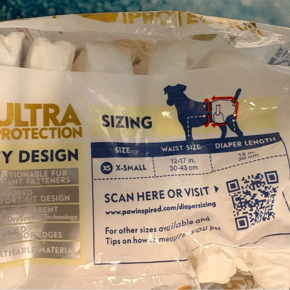 Inspire Ultra Protection Dog Diapers - Gold and White
